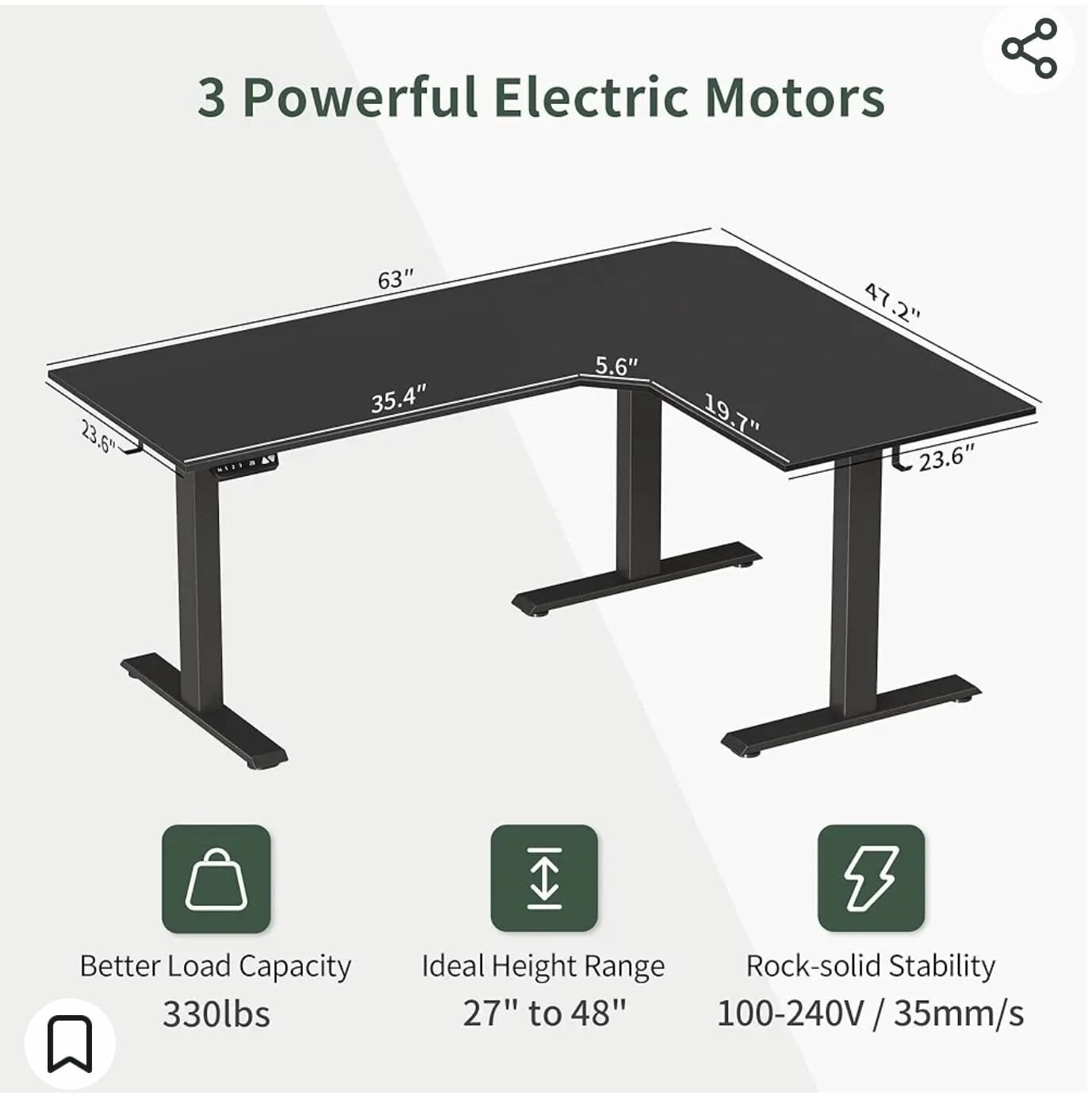 FEZIBO CORNER STANDING DESK ELECTRIC HEIGHT ADJUSTABLE