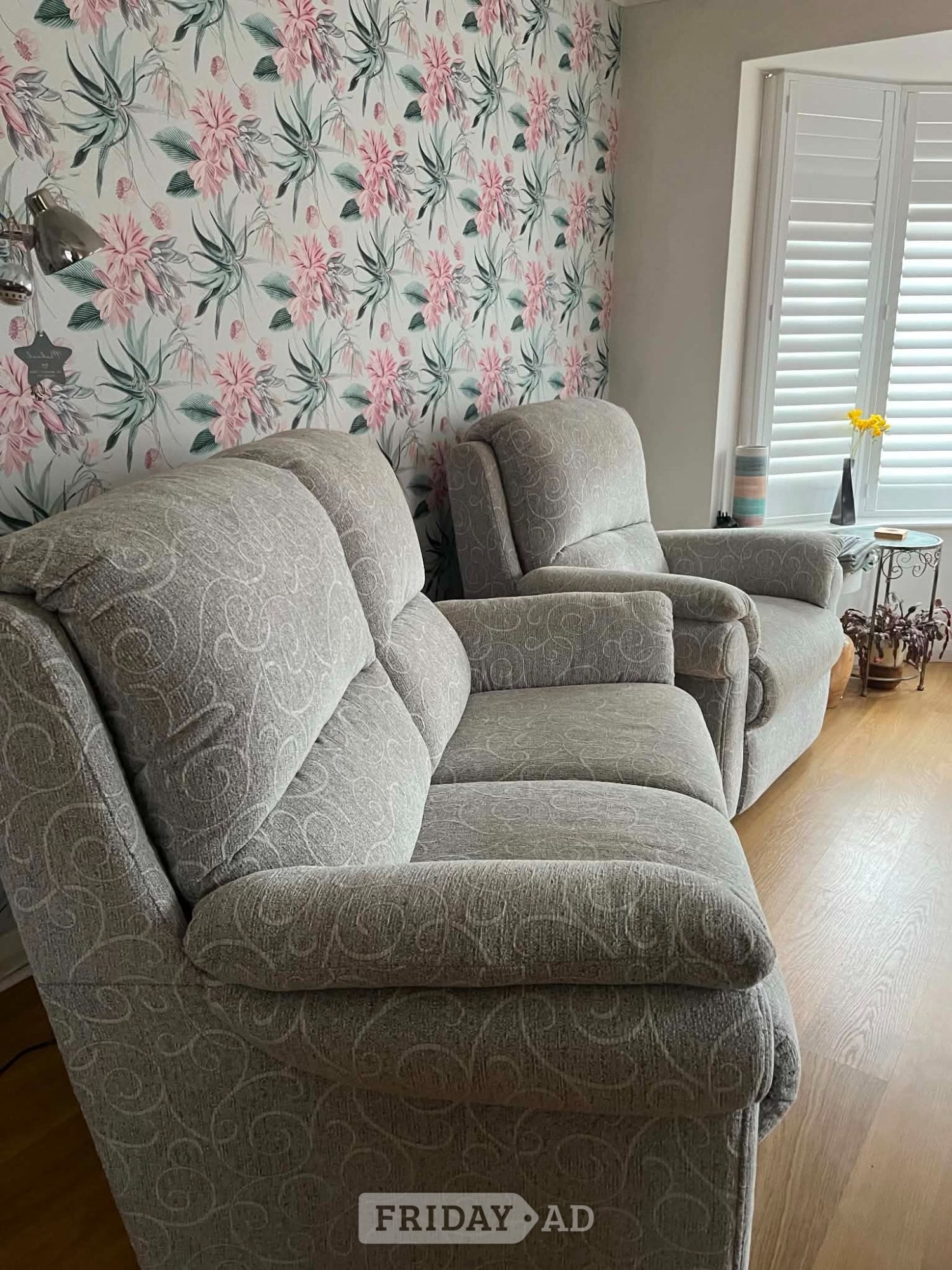 2 seater sofa, chair and pouffe in Worthing