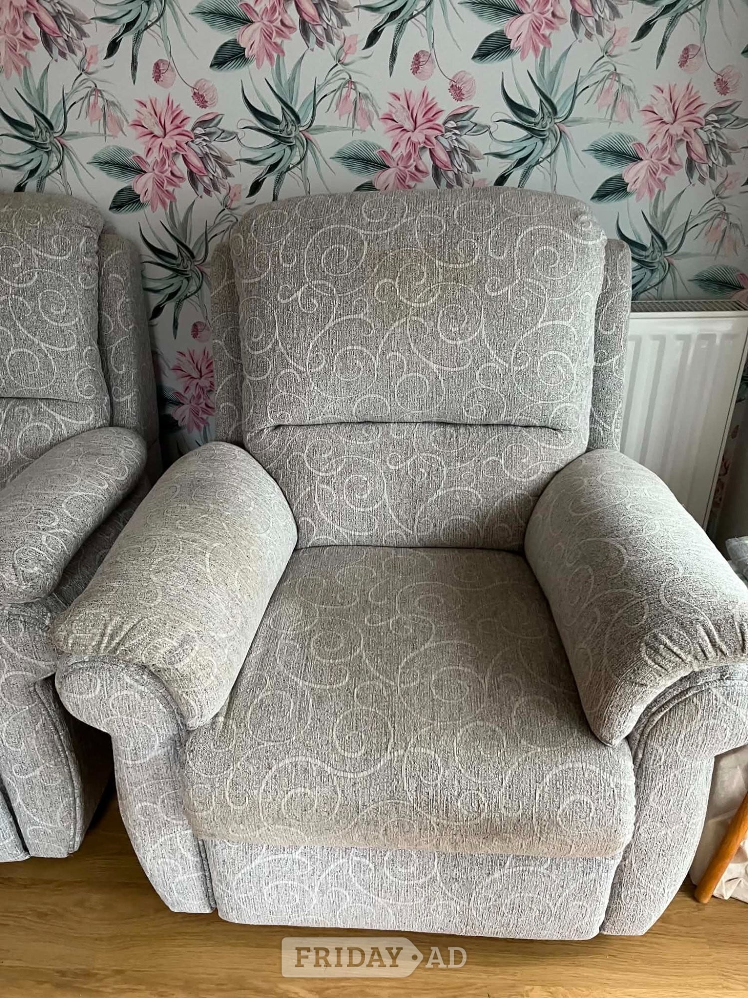 2 seater sofa, chair and pouffe