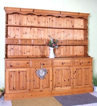 UK Delivery - Huge Farmhouse Pine Welsh Dresser 7 Spice Drawers