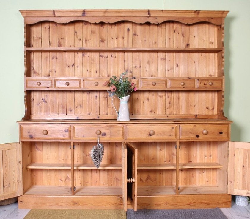 UK Delivery - Huge Farmhouse Pine Welsh Dresser 7 Spice Drawers