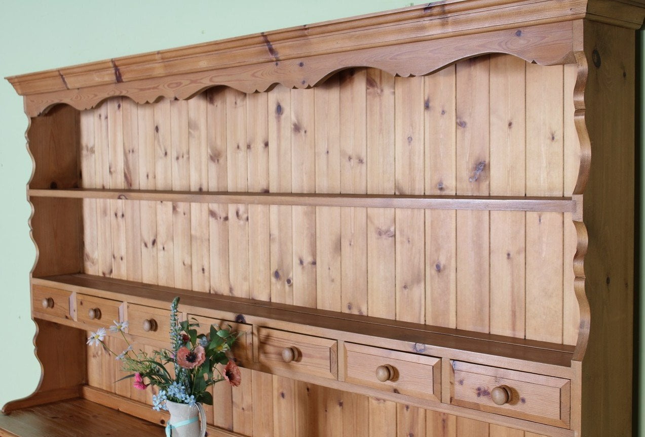 UK Delivery - Huge Farmhouse Pine Welsh Dresser 7 Spice Drawers - Furniture