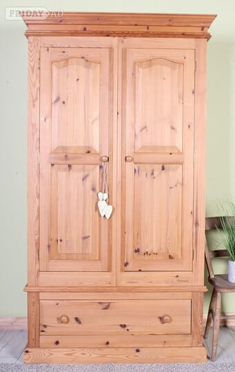 UK Delivery - Country Waxed Pine Farmhouse Wardrobe With 1 Drawer