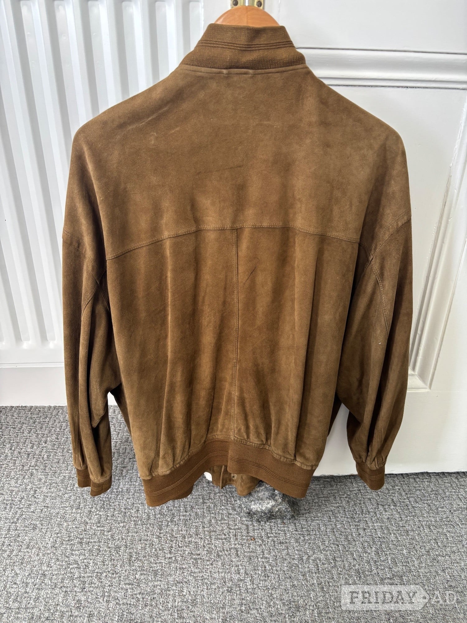 Hastings V2 by Versace Men’s Brown Suede Bomber Jacket M Button Front Pock