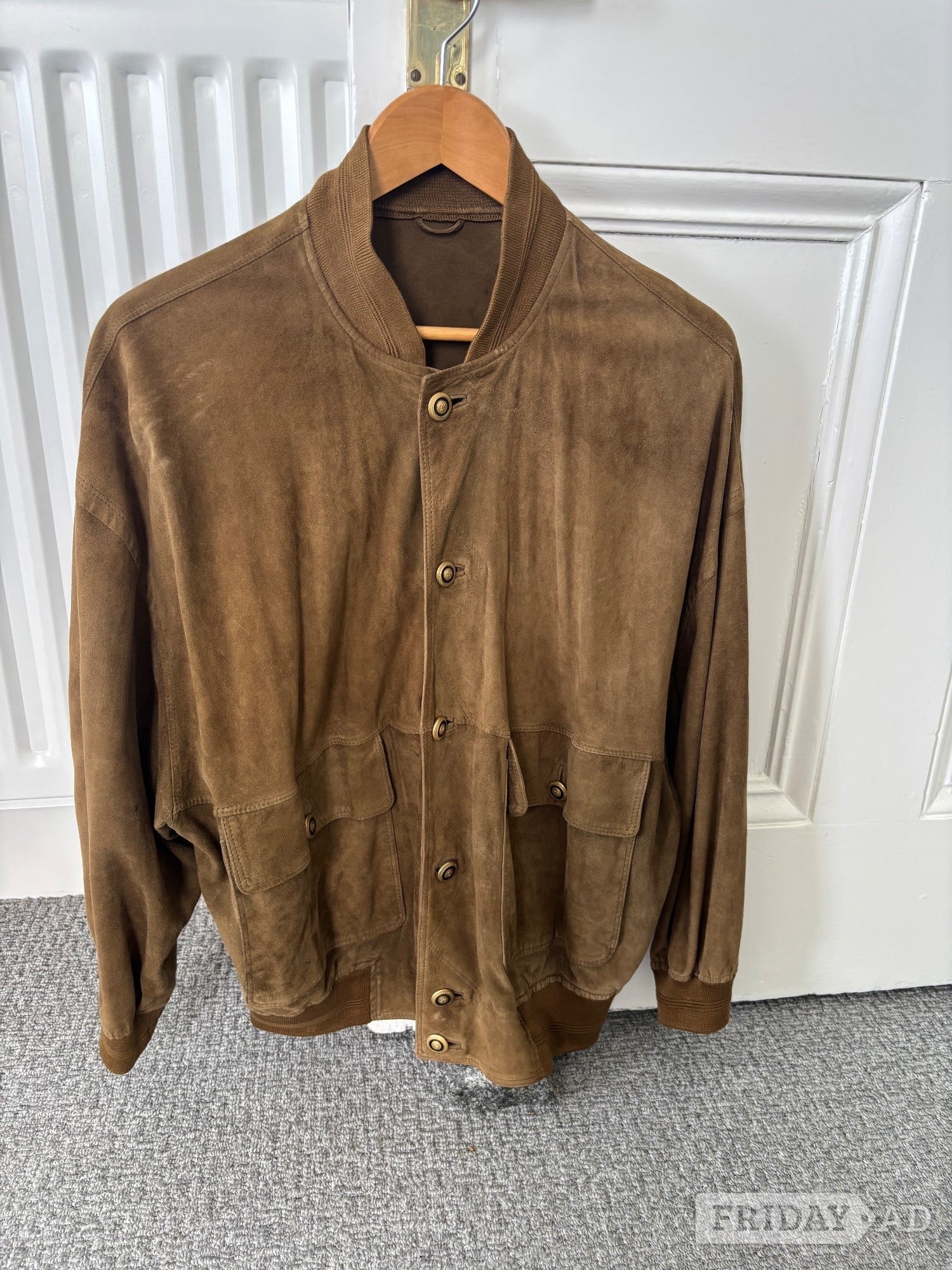 V2 by Versace Men’s Brown Suede Bomber Jacket M Button Front Pock - Clothing, Footwear & Accessories in Hastings