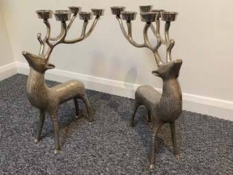 Silver Stag / Deer Candle Tea Light (6) Holder CLANBAY x 2 RARE 