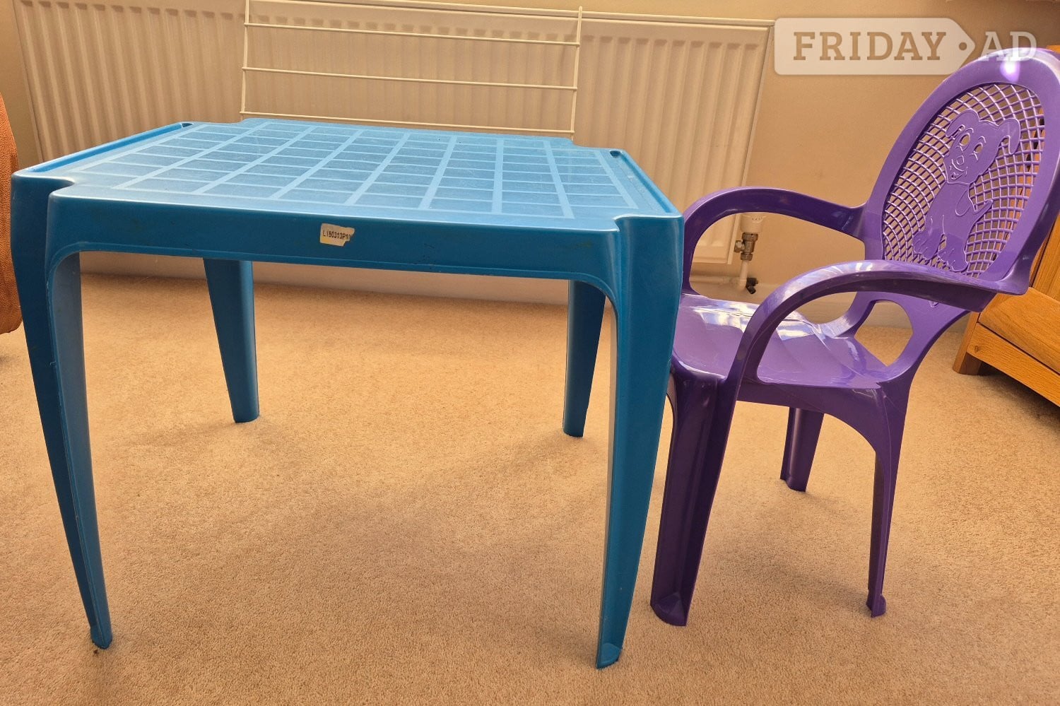 Small plastic table and chair
