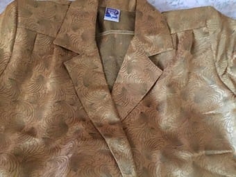 Yessica vintage gold with black swirls Vintage buttoned blouse
