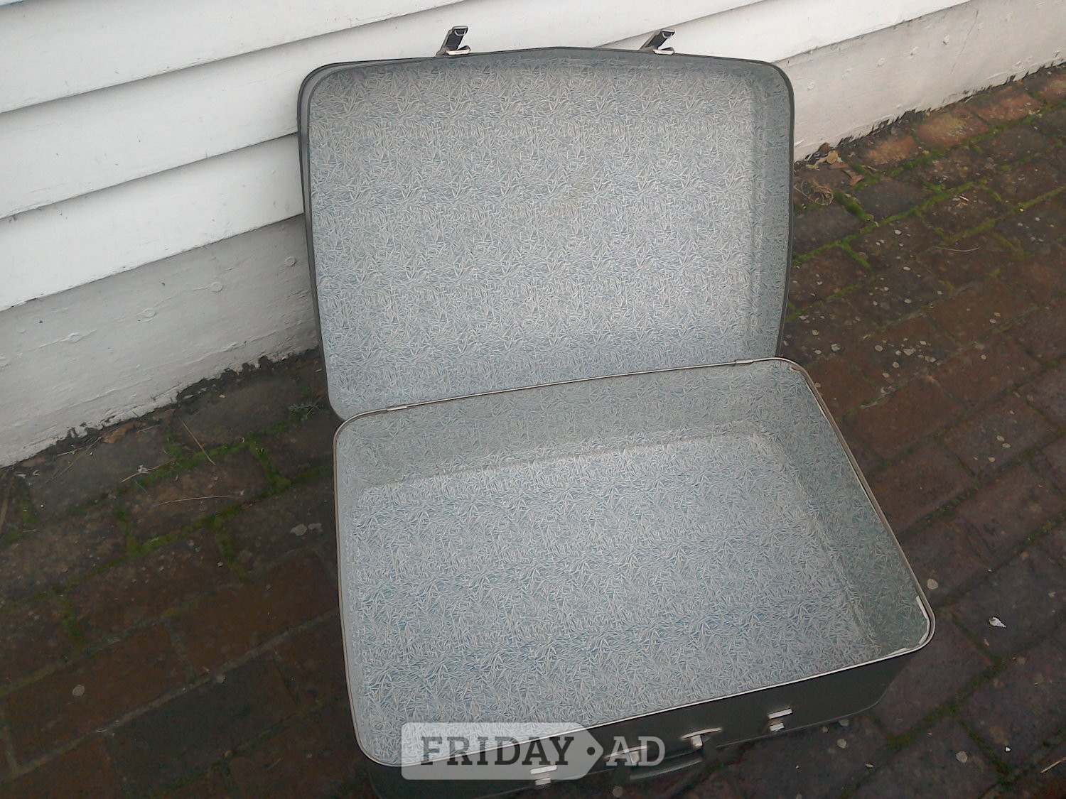 Suitcase, old, 26" x18.5", inside good condition, scuffed outside.