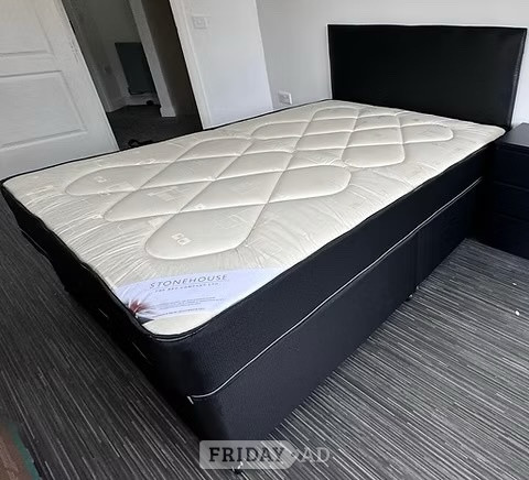 Double pinemaster mattress with divan base and Hb