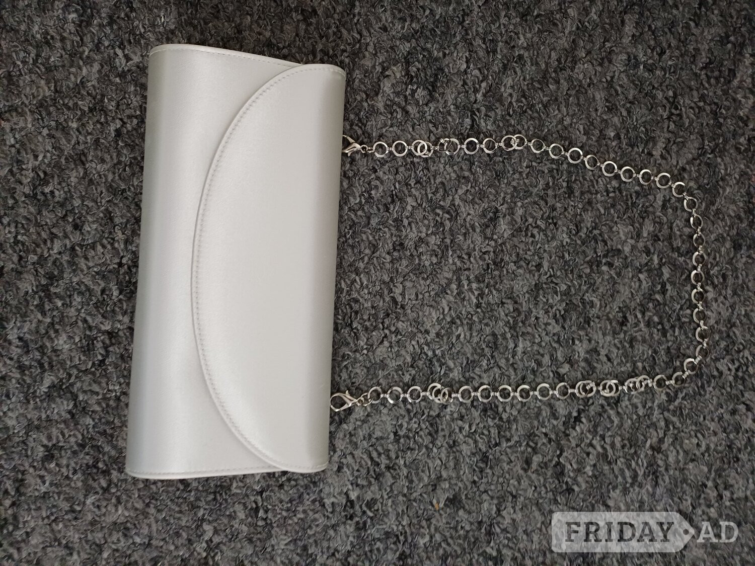 Brand New Rainbow Club Cream silk handbag with silver link chain 