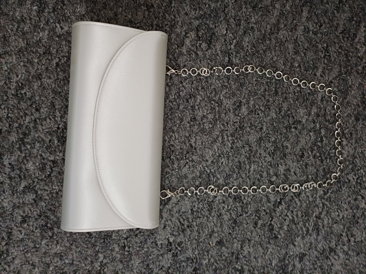 Brand New Rainbow Club Cream silk handbag with silver link chain 