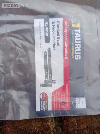 New Galvanised Gate Hardware – 18" Hook & Band Hinges + Padbolt