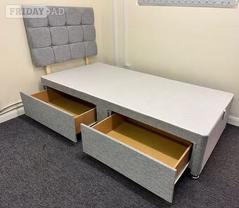 SINGLE DIVAN BASE WITH 2 DRAWERS WITH ARIES HEADBOARD