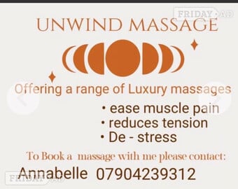 Come and unwind for 60 minutes of relaxation. Slide for pictures 