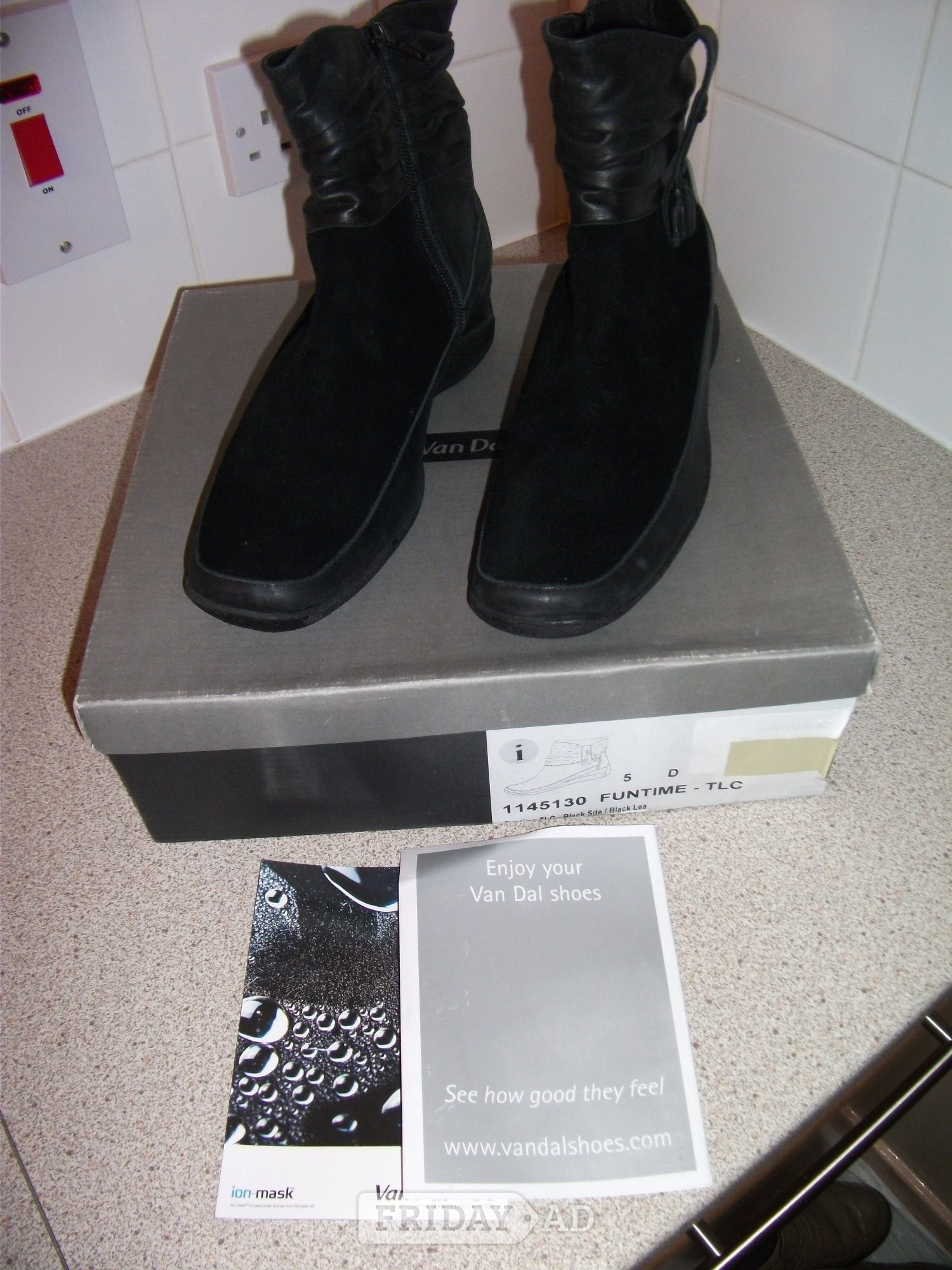 Van Dal Funtime TLC Ankle Boots. Black Suede and Leather. New. in Glasgow