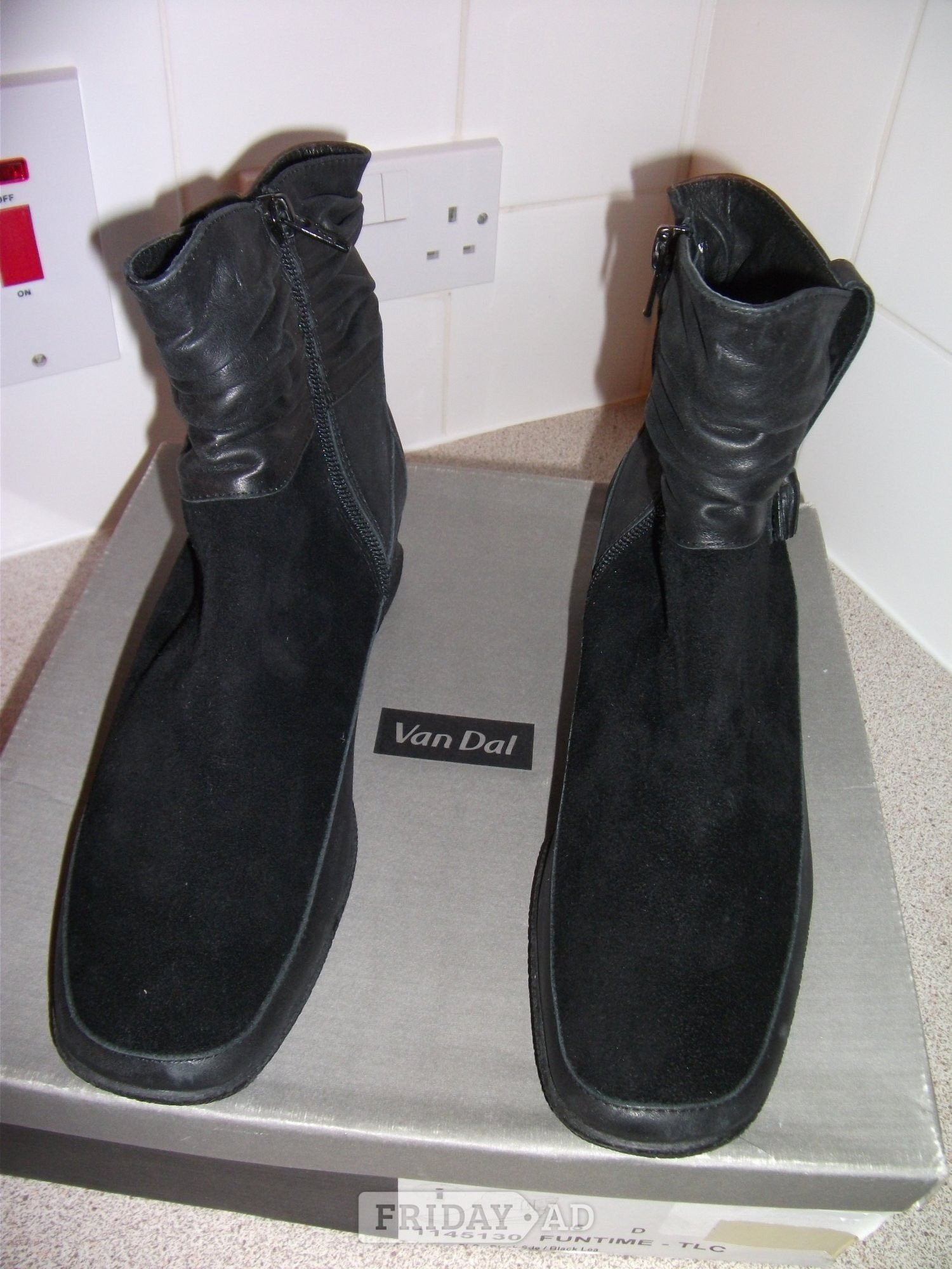 Van Dal Funtime TLC Ankle Boots. Black Suede and Leather. New.