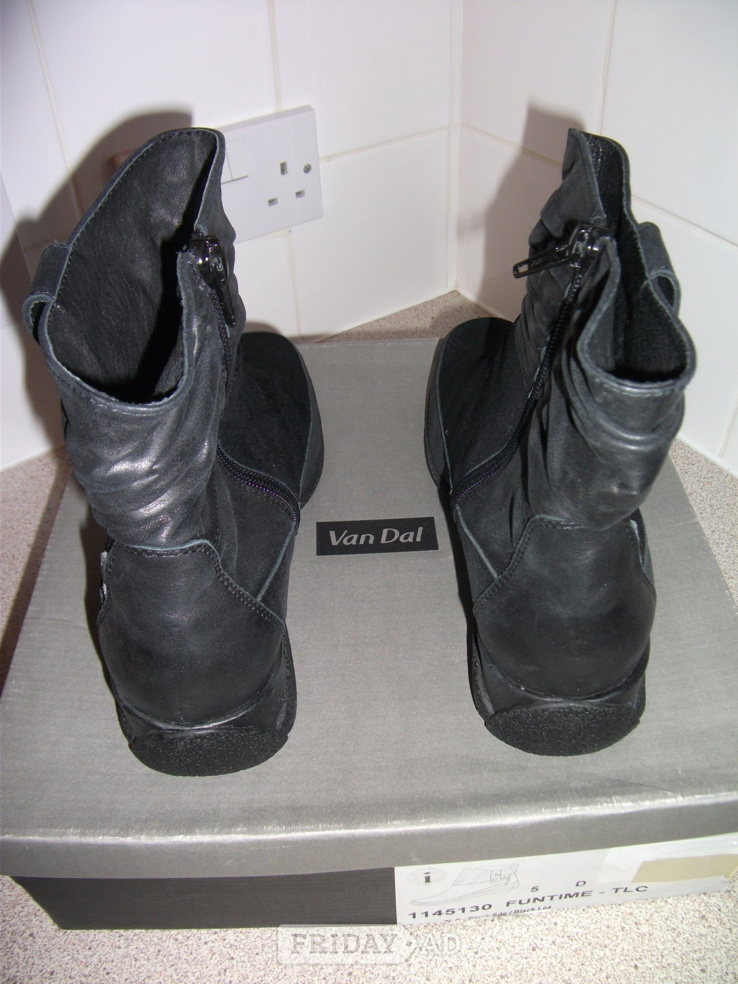 Glasgow Van Dal Funtime TLC Ankle Boots. Black Suede and Leather. New.