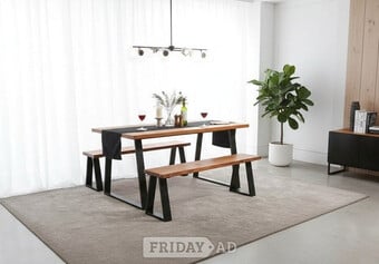 The Hebden Table (8 seater - 180 x 90cms) and 2 Bench Dining Set
