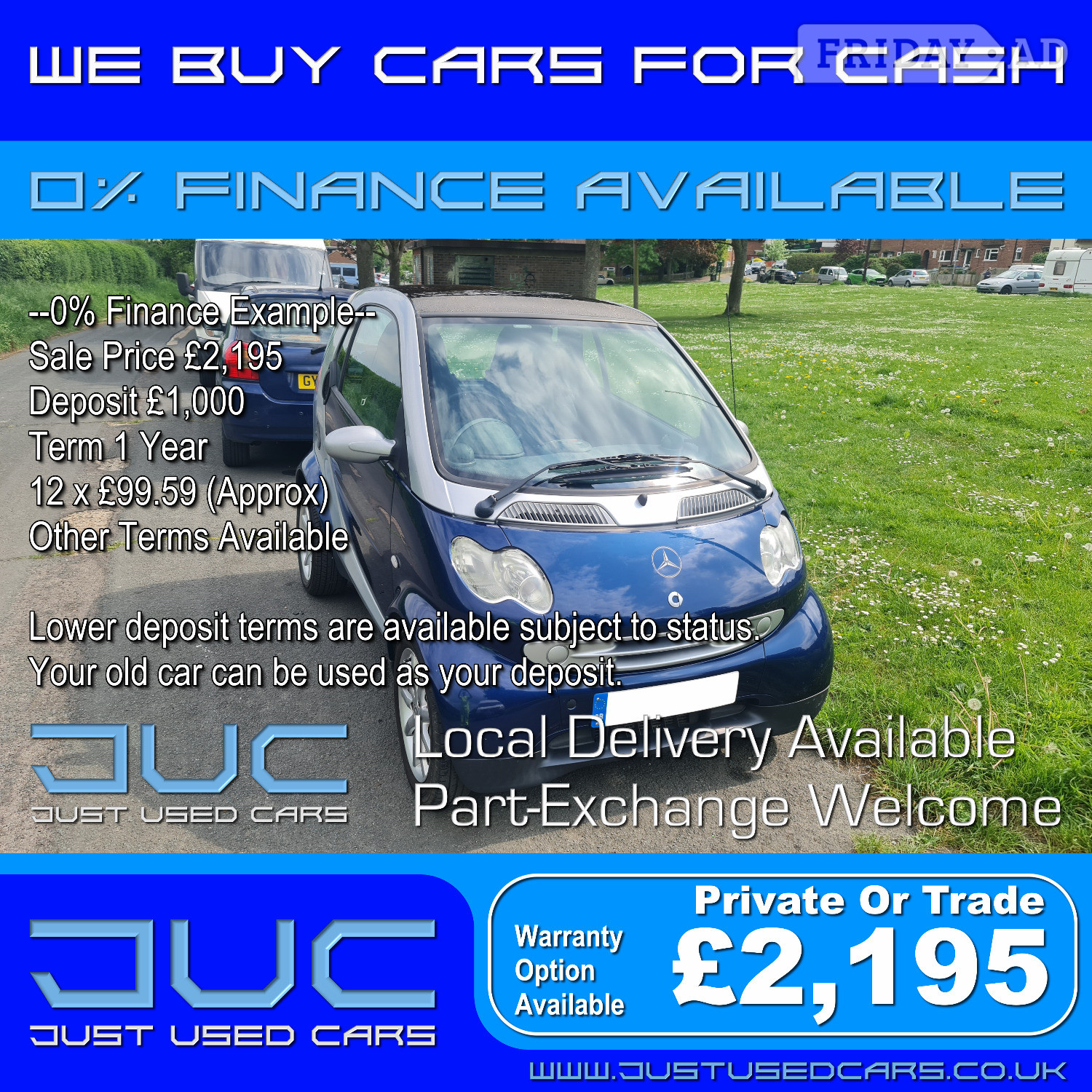 Smart City Fortwo Passion.7 61 Auto (Automatic Petrol)7 Reg in Lewes