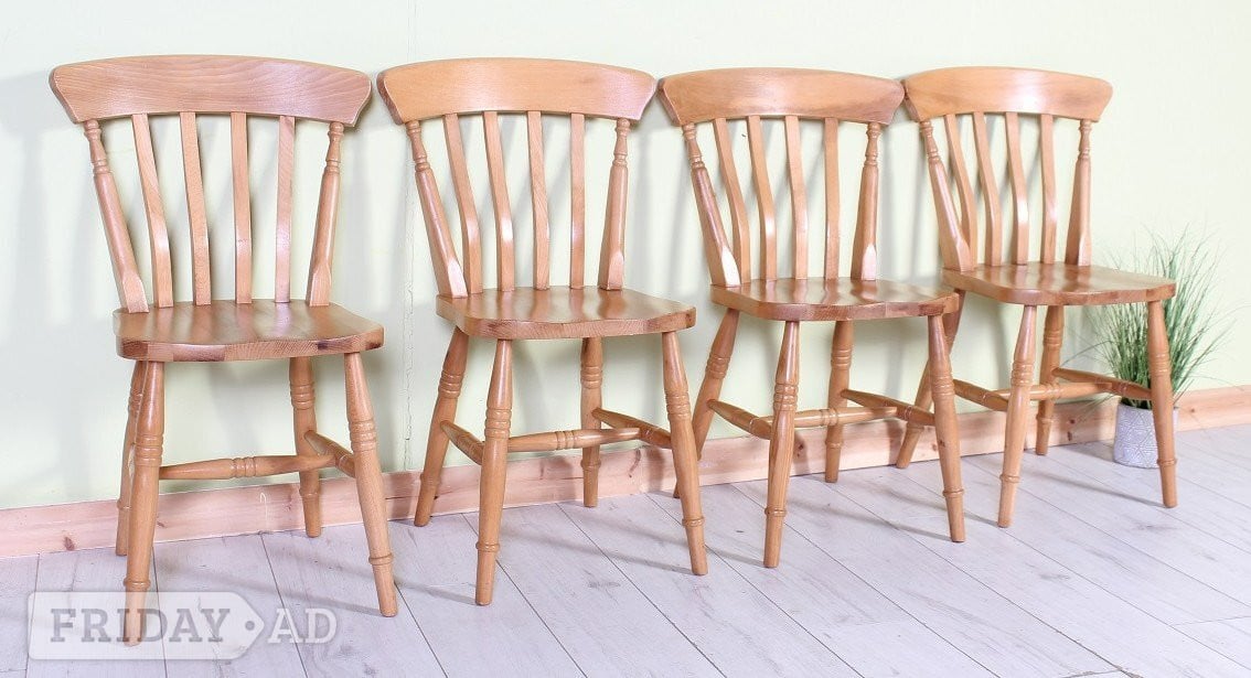Delivery Options - Solid Beech Traditional Farmhouse Slat Back Ki in Hailsham