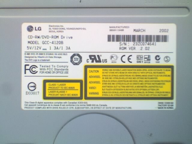 LG Model GCC-4120B CD-RW / DVDROM IDE Internal 5 1/4" Disk Drive - WORKING