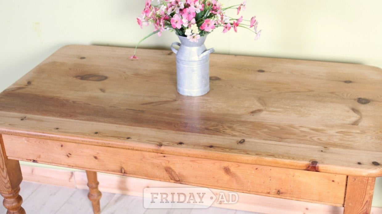 Delivery Options - Old Antique Farmhouse Pine Table Waxed - Furniture