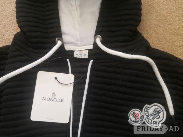 MONCLER Embroidered Zip Up Hooded Cotton Sweatshirt. Brand new!