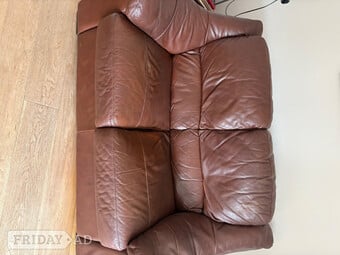 Leather2 seater sofa, armchair and footstall