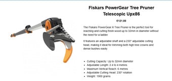 fiskars powergear tree pruner telescopic upx 86