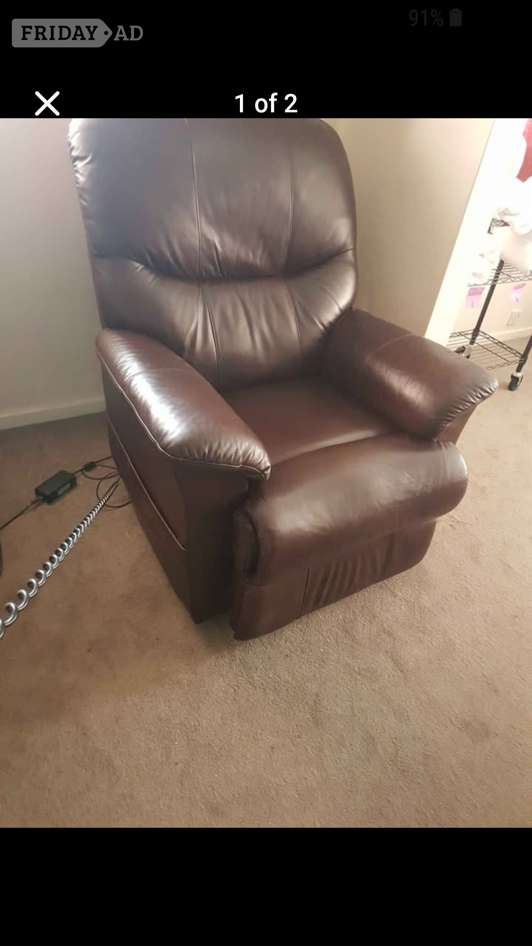 RISER RECLINER LEATHER CHAIRS X 2