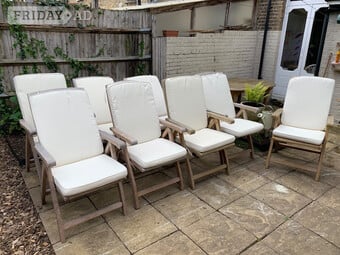 8x Reclining seats and table set - TEAK
