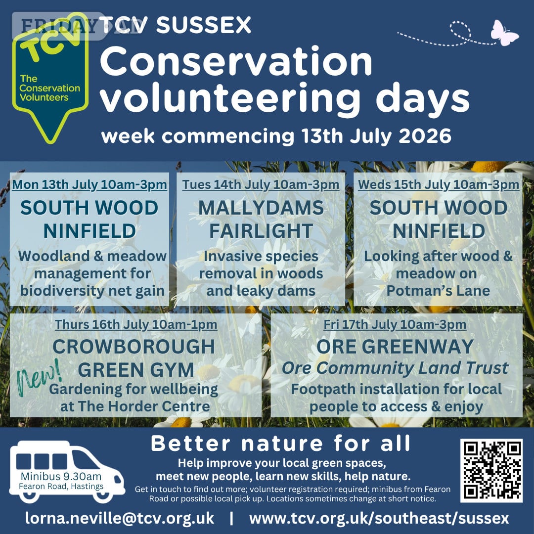 Conservation volunteering opportunities w/c 13th July 2026 in Hastings