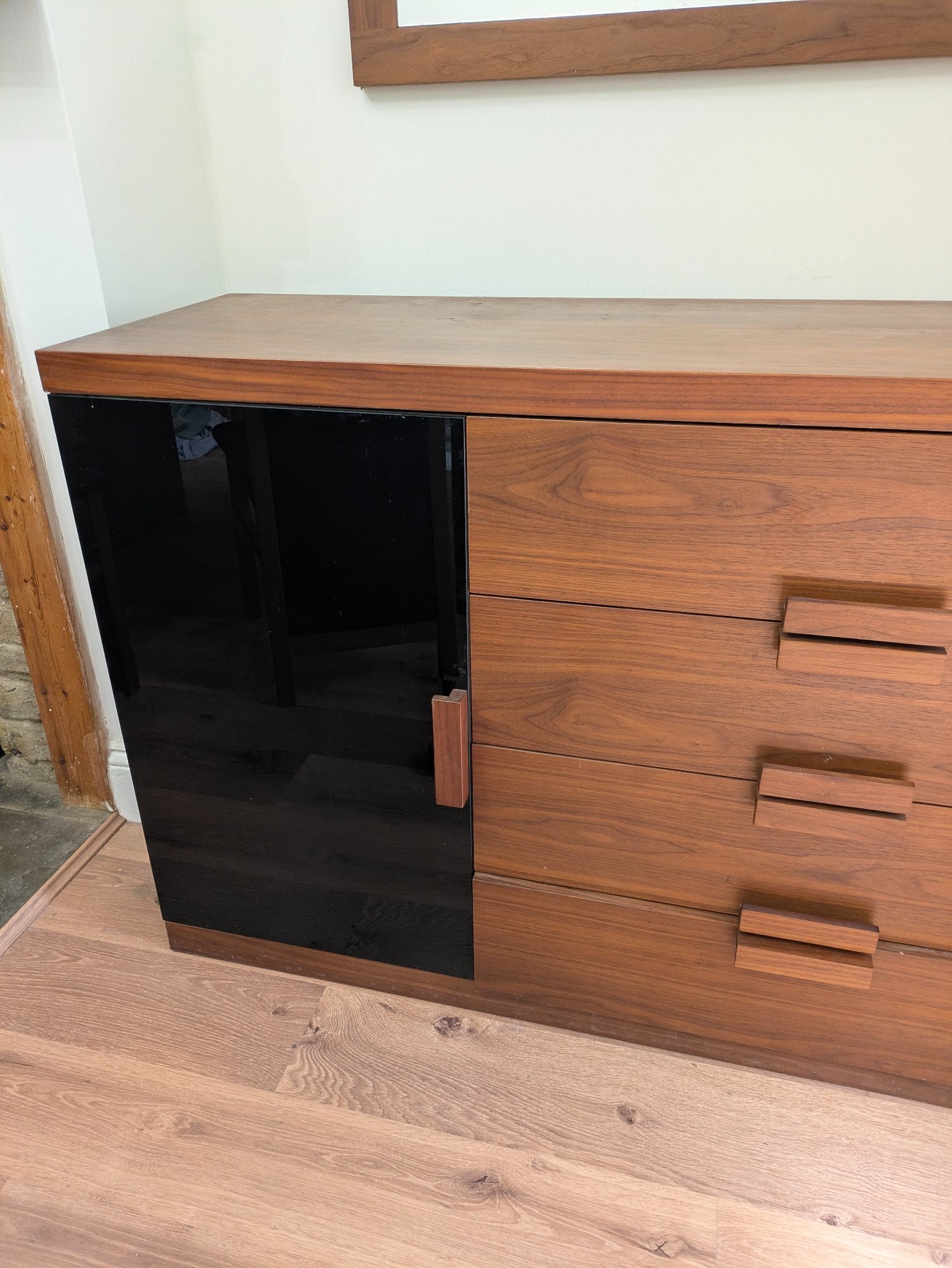Farnborough ZONE Dark Wood and Black Glass Sideboard
