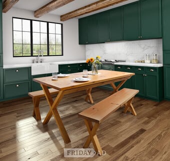 The Rustic Harrogate Table (8 seater 180 x 90cms) and 1 Bench Dining Set