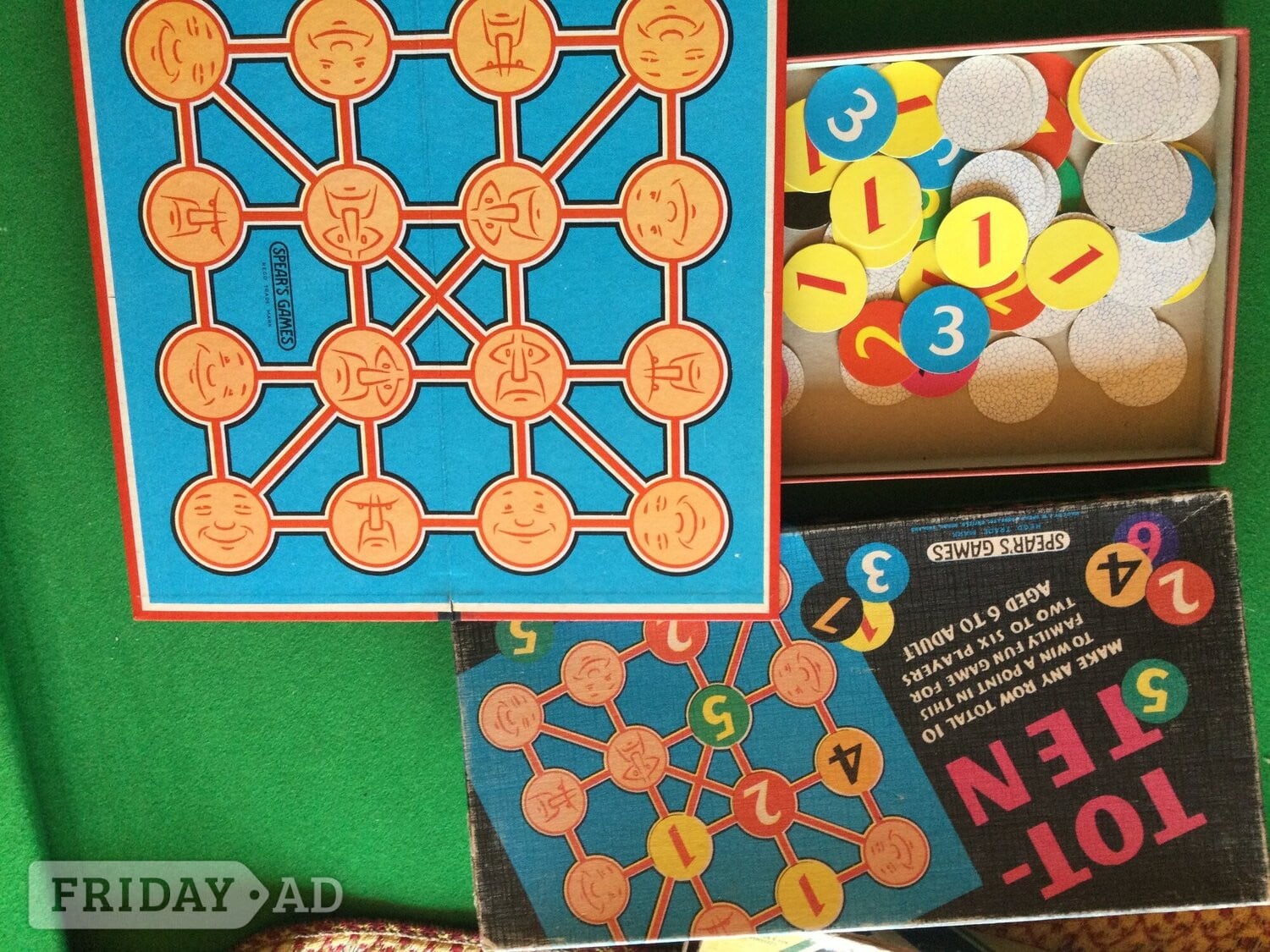 Worthing Rare Vintage 1970s Tot-Ten Spear's Board Game 