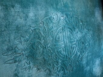 Chinese carpet teal blue