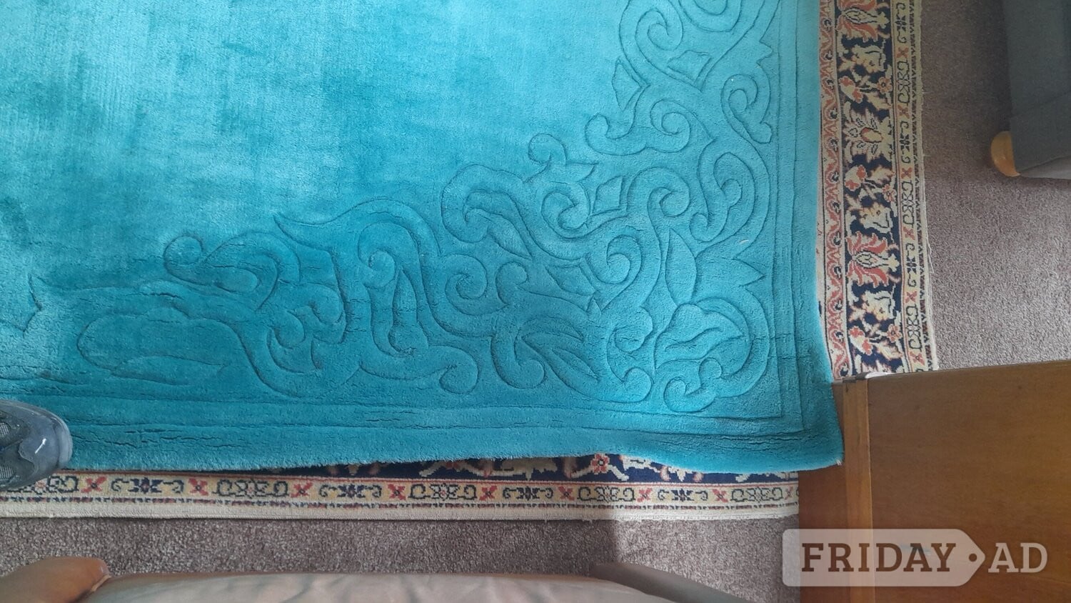 Chinese carpet teal blue