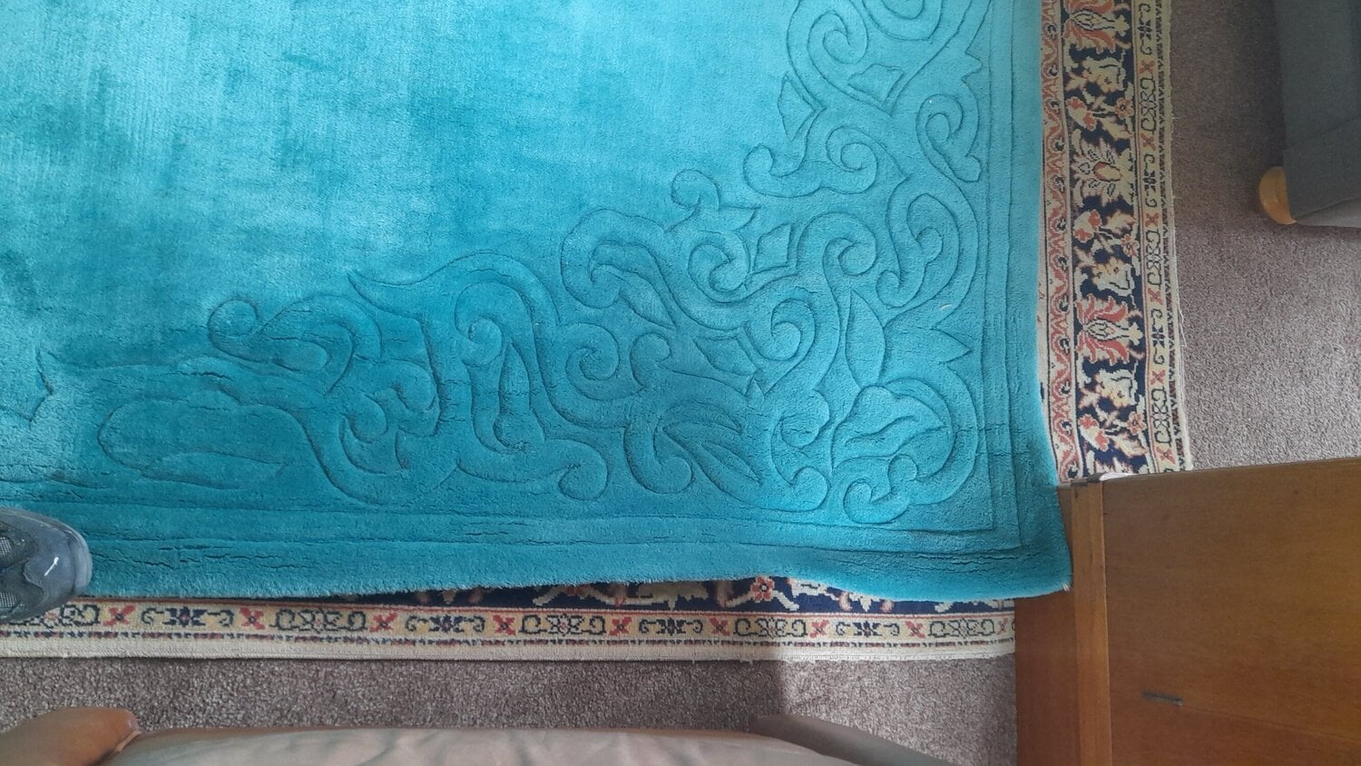 Chinese carpet teal blue