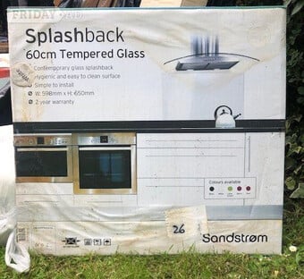 Splashback Tempered Glass 60cm in White