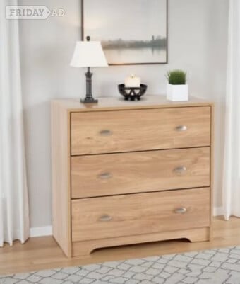 CARLTON 3 DRAWER CHEST - OAK EFFECT