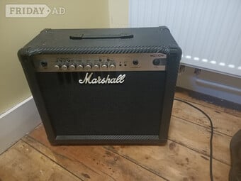 Ibanez guitar with effects pedal and Marshall amplifier 