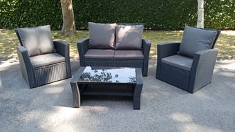 4 seat garden furniture set black rattan