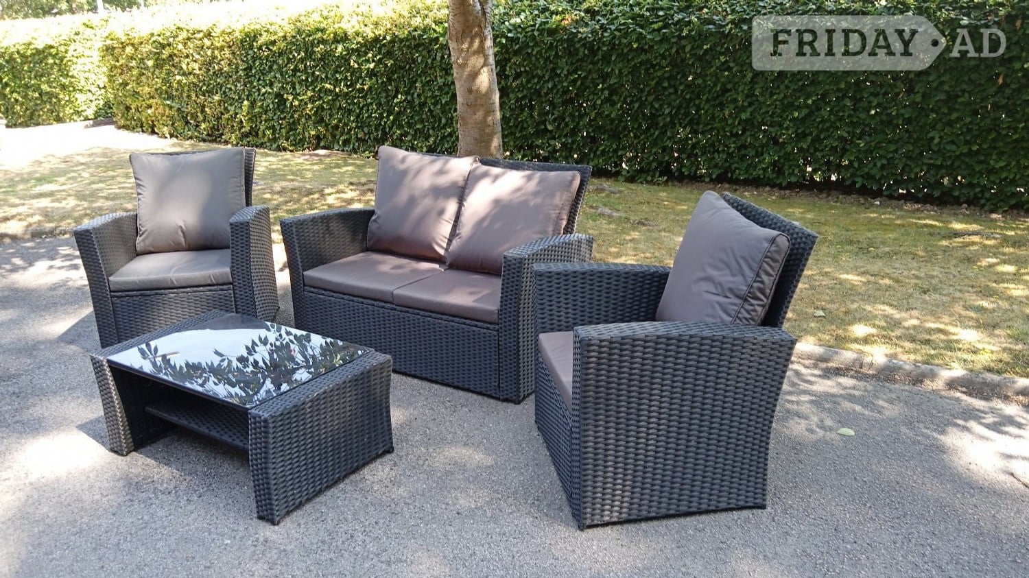 4 seat garden furniture set black rattan