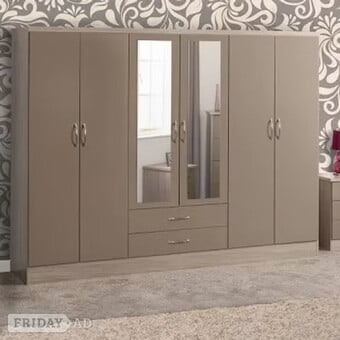 Nevada 6 door 2 drawer mirrored wardrobe