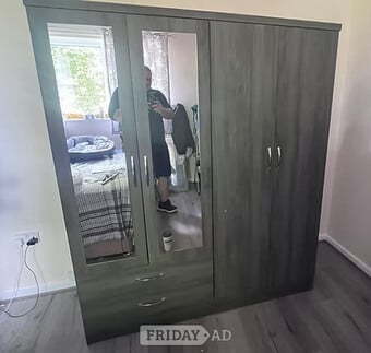 Nevada 4 door 2 drawer mirrored wardrobe 