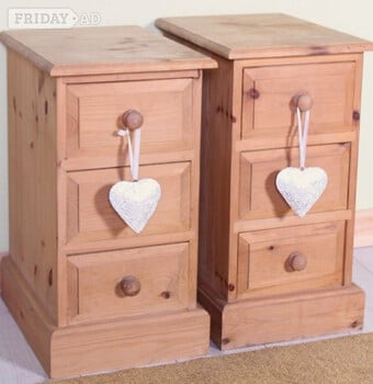 UK Delivery-2 Pine Bedside Tables Tongue & Groove Dovetail Joints