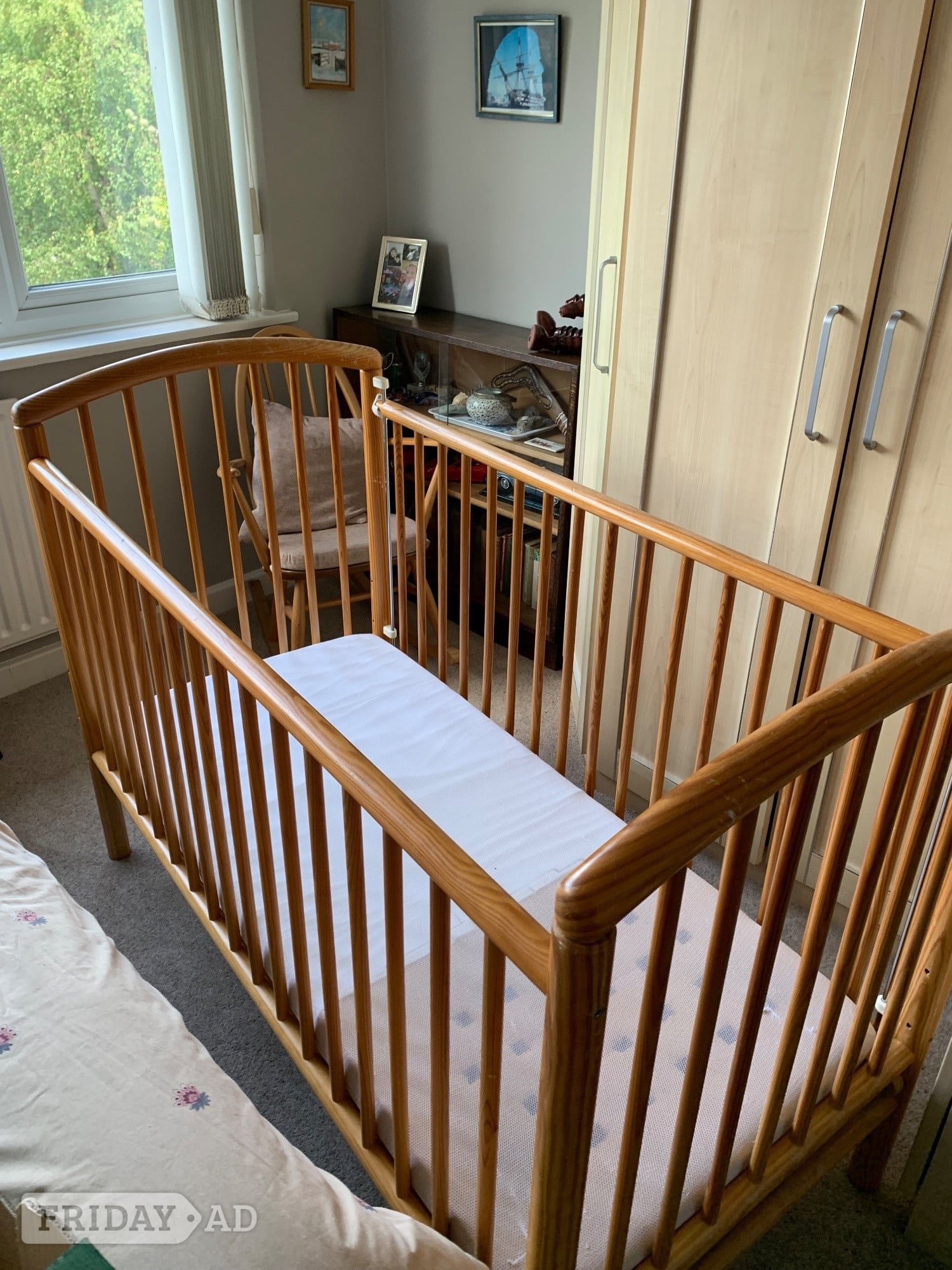Baby cot dropside pine 1300mm x 600mm in Sutton