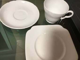 Vintage Stanley white bone china tea set with cake plate