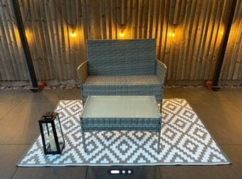 Grey Rattan Effect Weatherproof Garden Furniture Set